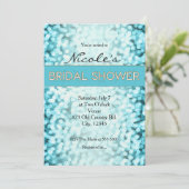 Blauwe mousserende lichten BRIDAL SHOWER-uitnodigi Kaart (Staand voorkant)