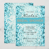 Blauwe mousserende lichten BRIDAL SHOWER-uitnodigi Kaart (Voorkant / Achterkant)