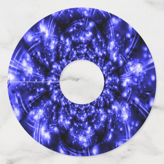 Blauwe mousserende lichten wijnglaslabel (Achterkant)