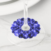 Blauwe mousserende lichten wijnglaslabel (Dichtbij)