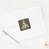 Blauwe mousserende Sticker met kerstbomen (Envelop)