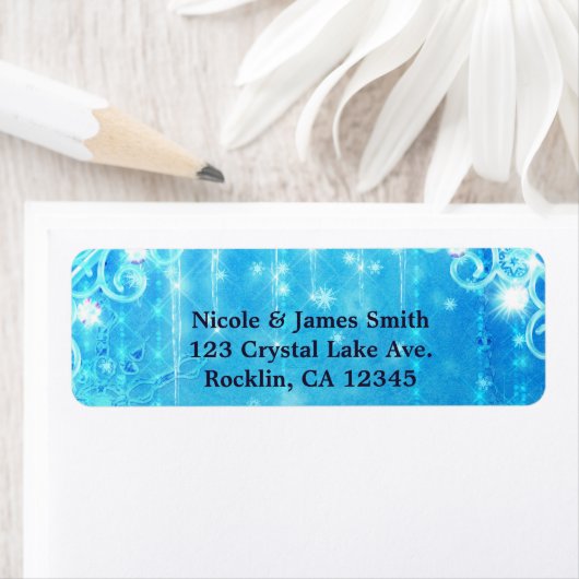 Blauwe mousserende winterschillen etiket (Insitu)