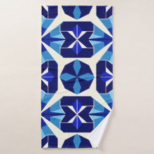 Blauwe mozaïek. badhanddoek
