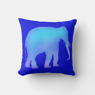 Blauwe Mozaïek Olifant Kussen