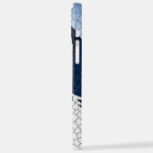 Blauwe Mozaïek Vos Denk Groot Geometrisch Patroon iPhone Hoesje (Linkerkant)