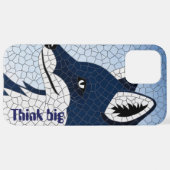 Blauwe Mozaïek Vos Denk Groot Geometrisch Patroon iPhone Hoesje (Achterkant horizontaal)