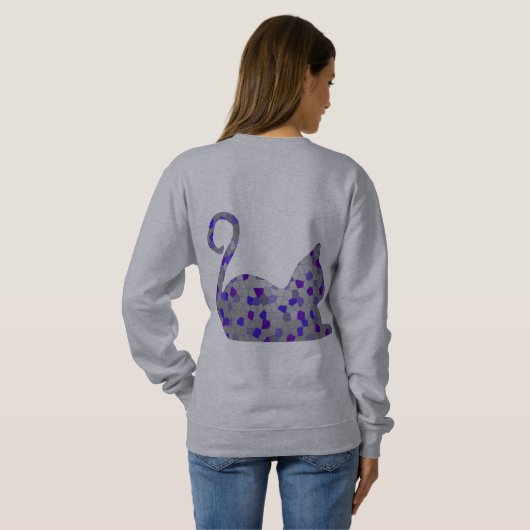 Blauwe mozaïekat Draag Trui (Achterkant volledig)