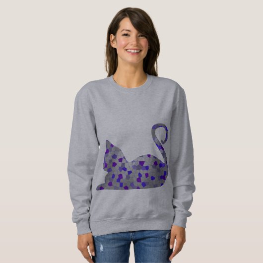 Blauwe mozaïekat Draag Trui (Voorkant volledig)