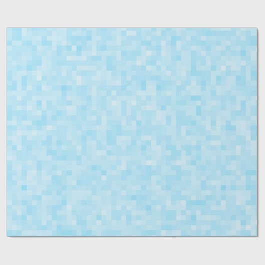 Blauwe mozaïekpixelatie cadeaupapier (Vlak)