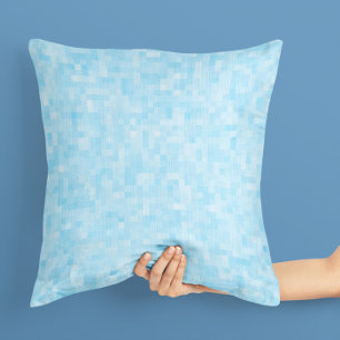 Blauwe mozaïekpixelatie kussen