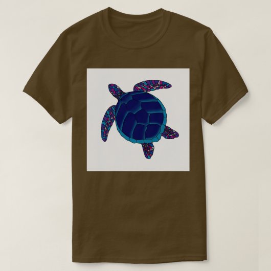 Blauwe mozaïekschildpad t-shirt (Design voorkant)