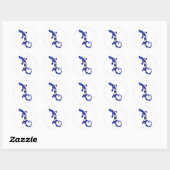 Blauwe mozaïekslang ronde sticker (Vel)