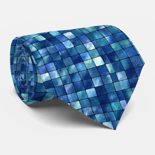 Blauwe mozaïekStropdas Stropdas (Opgerold)