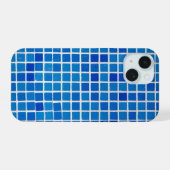 Blauwe mozaïektegel iPhone 15 case (Achterkant horizontaal)