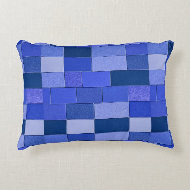 🔷 Blauwe Mozaïektegel Kussen Voor Moderne Decorat (Voorkant)