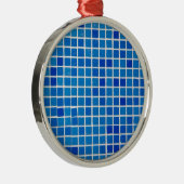 Blauwe mozaïekTegel Metalen Ornament (Rechts)