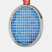 Blauwe mozaïekTegel Metalen Ornament (Links)