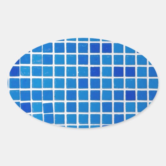 Blauwe mozaïekTegel Ovale Sticker (Voorkant)