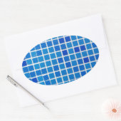 Blauwe mozaïekTegel Ovale Sticker (Envelop)