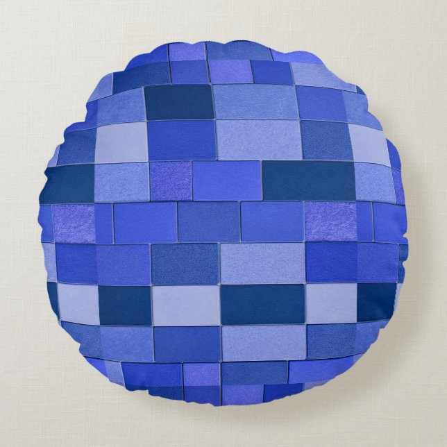 Blauwe mozaïektegels rond kussen (Voorkant)