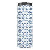 Blauwe mozaïekwitte achtergrond met vier hoeken vo thermosbeker (Achterkant)