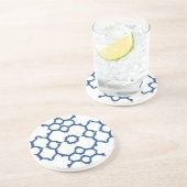 Blauwe mozaïekwitte achtergrond met vier hoeken vo zandsteen onderzetter (Zijkant)