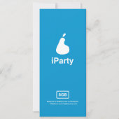 Blauwe MP3 Player iParty Birthday Party Kaart (Achterkant)