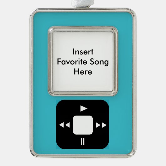 Blauwe MP3 Player-versiering - Voeg uw favoriete l Verzilverd Omlijst Ornament (Voorkant)