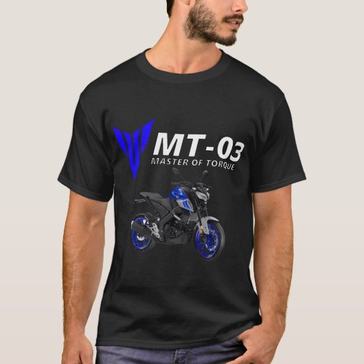 Blauwe MT-03 Motorfiets T-shirt (Voorkant)