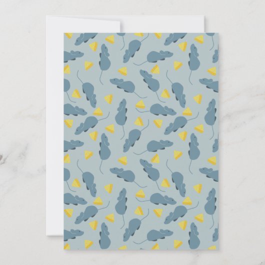 Blauwe muis en kaas op maat verjaardagsfeest kaart (Achterkant)