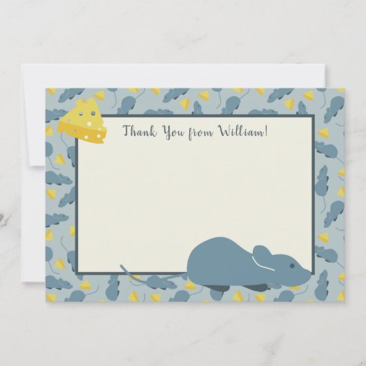 Blauwe muis en kaasflatpanel Dank u wel kaarten (Voorkant)