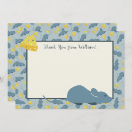 Blauwe muis en kaasflatpanel Dank u wel kaarten