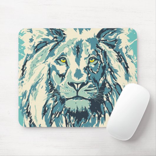 Blauwe Muismat van de Lion - Blauwe Retro Lion (Met muis)