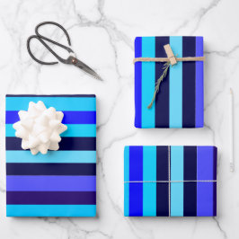 Blauwe Multi Tone Stripes Inpakpapier Vel
