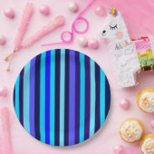 Blauwe Multi Tone Stripes Papieren Bordje (Feest)