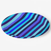 Blauwe Multi Tone Stripes Papieren Bordje (Gekanteld)