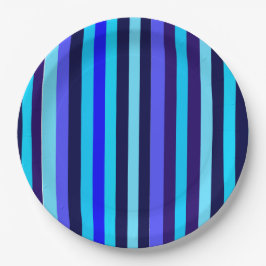 Blauwe Multi Tone Stripes Papieren Bordje