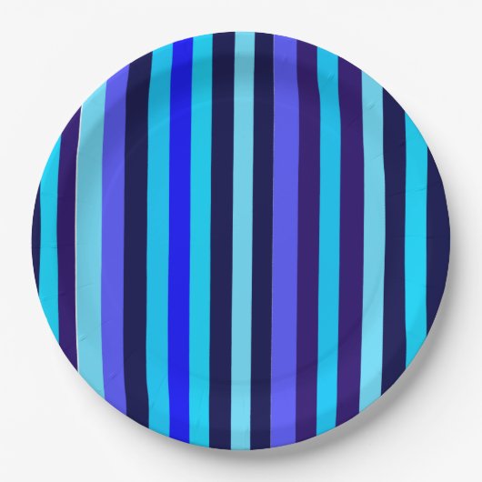 Blauwe Multi Tone Stripes Papieren Bordje (Voorkant)