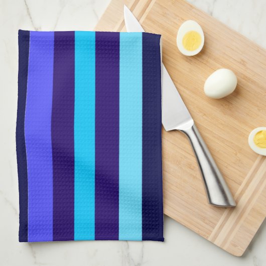 Blauwe Multi Tone Stripes Theedoek (Quarter Fold)