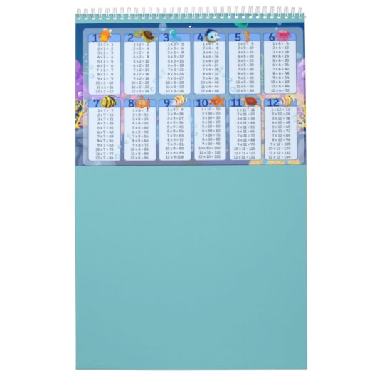 blauwe multiplicatie Tabel 1-12 Kauwblad Kalender (Hoes)