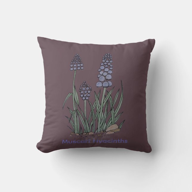 Blauwe Muscari Hyacinten Kussen (Voorkant)