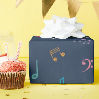 Blauwe musical cadeaupapier