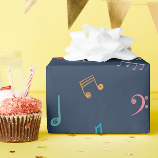 Blauwe musical cadeaupapier (Verjaardagsfeest)
