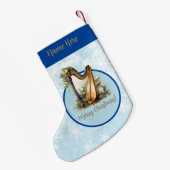 Blauwe Musical Harp Christmas Stocking Kleine Kerstsok (Achterkant (Hangend))