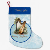 Blauwe Musical Harp Christmas Stocking Kleine Kerstsok (Voorkant)