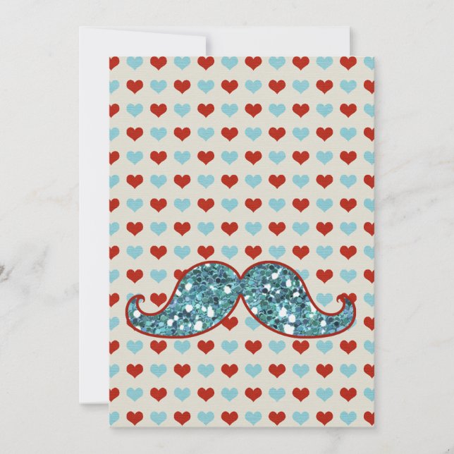 BLAUWE MUSTACHE EN RODE WARMTEGLITTER (Voorkant)