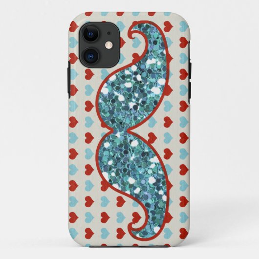 BLAUWE MUSTACHE EN RODE WARMTEGLITTER Case-Mate iPhone CASE (Achterkant)