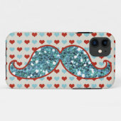 BLAUWE MUSTACHE EN RODE WARMTEGLITTER Case-Mate iPhone CASE (Achterkant (horizontaal))