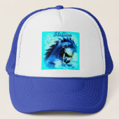 blauwe mustang stallion trucker pet (Voorkant)