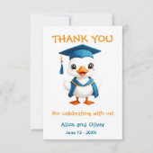 Blauwe Mut Gans Afstudeerfeest Bedankkaart (Voorkant)